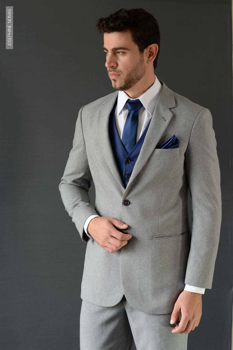 Conjunto Masculino Biagio Seda - Colete E Gravata Cinza Prateado Tamanho M
